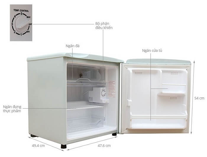 Kích thước tủ lạnh mini Electrolux EUM0500SB