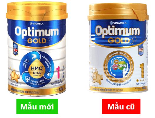 Sữa Optimum Gold 1 mẫu mới và cũ