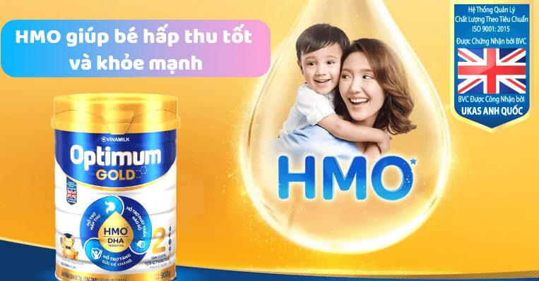Sữa Optimum Gold 2 có HMO giúp bé hấp thu tốt và khỏe mạnh