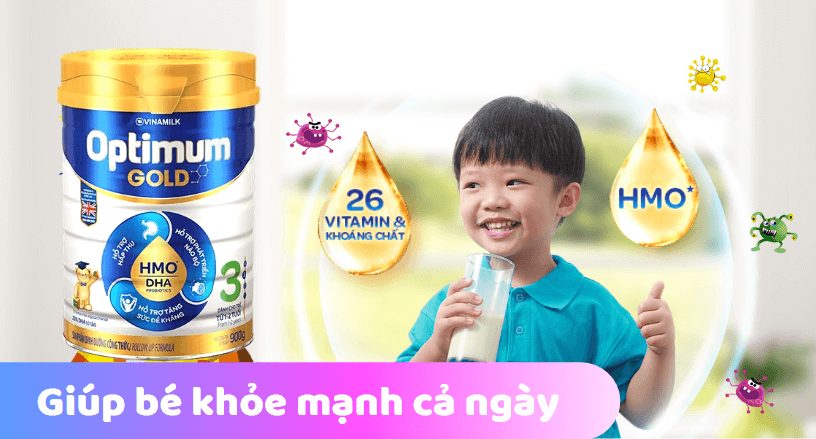 Sữa Optimum Gold 3 tăng sức đề kháng cho bé khỏe mạnh cả ngày