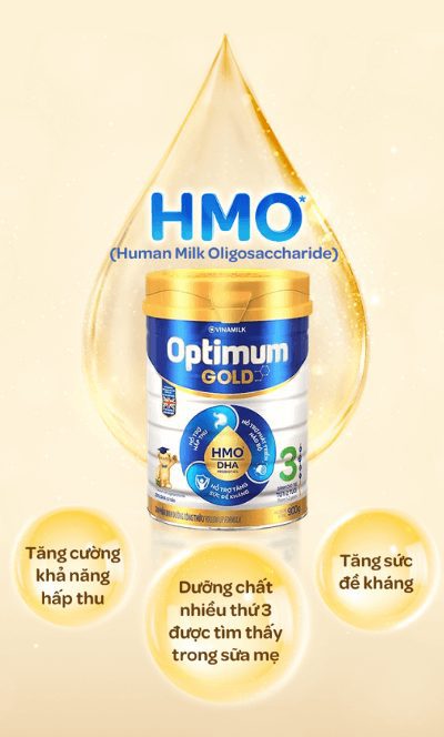 Sữa Optimum Gold 3 bổ sung HMO giúp bé hấp thu tốt, tăng cường hệ miễn dịch