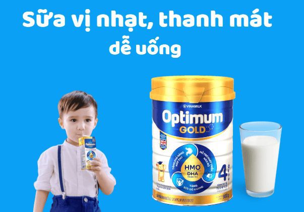 Sữa Optimum Gold 4 vị nhạt, thanh mát