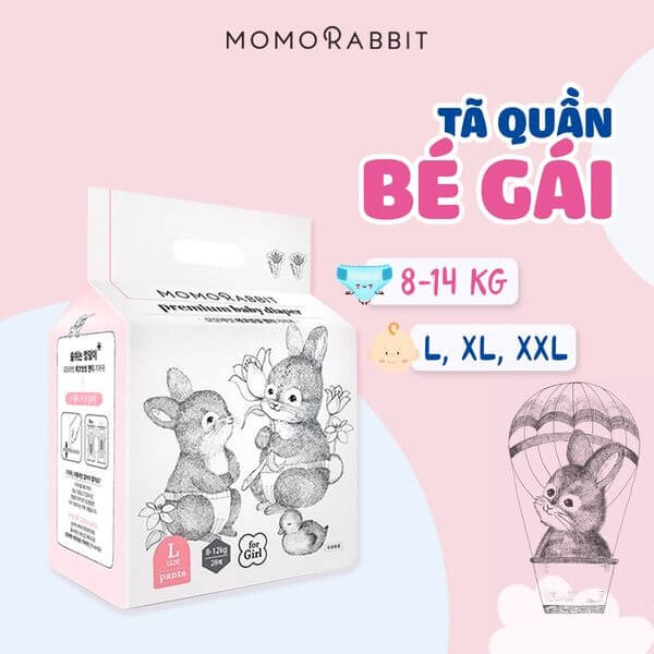 Bỉm quần bé gái Momo Rabbit