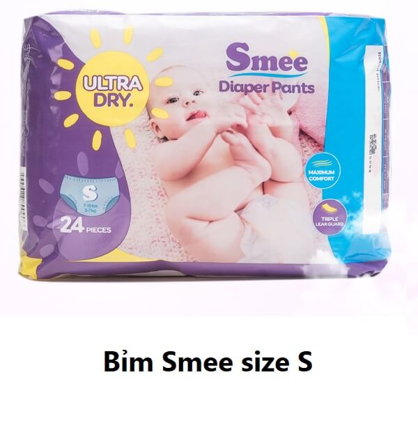 Bỉm quần Smee size S: cho bé từ 3 - 7kg (24 miếng/bịch)