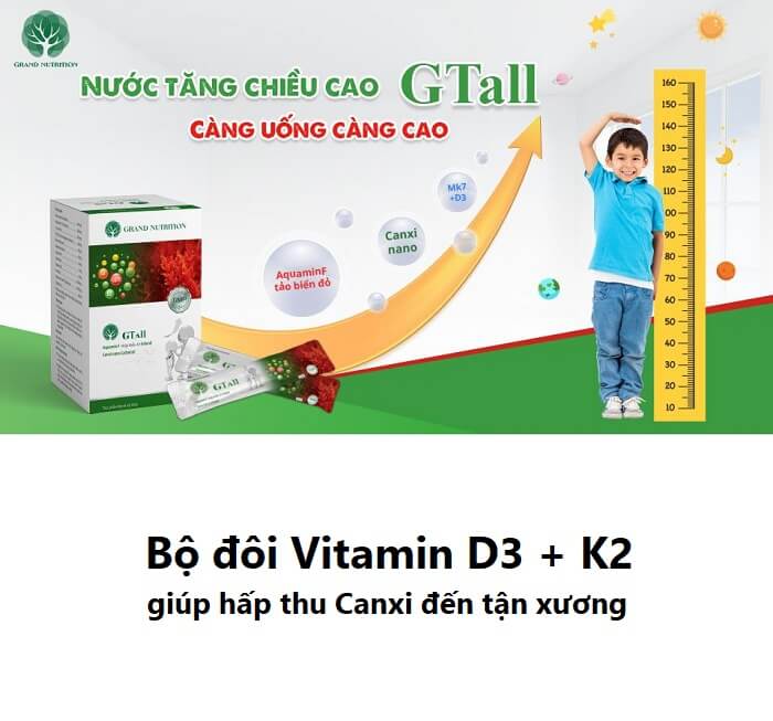 Tăng chiều cao G tall thành phần vitamin d3, k2