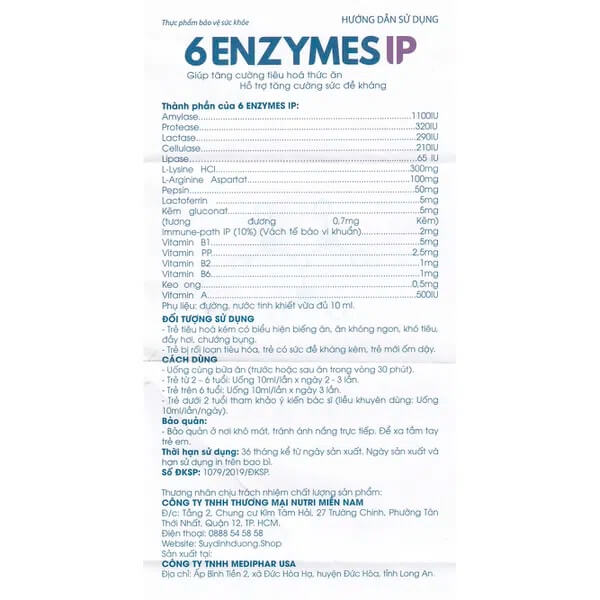 Men tiêu hoá 6 Enzymes IP