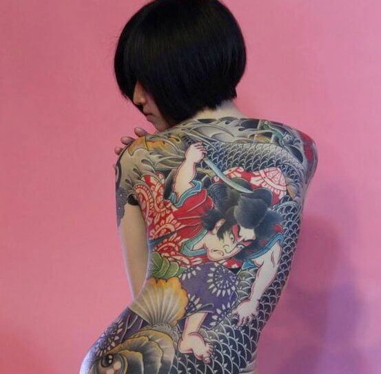 Hình xăm Nhật cổ full lưng cho nữ hình 11