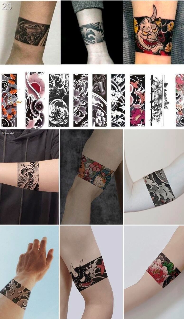 Miếng dán hình xămஐ Hình xăm vòng tay cổ chân nam nữ đẹp ấn tượng Tatoo  sticker tạm thời size 6x23cm  Lazadavn
