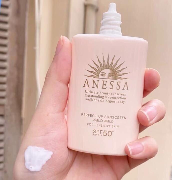 review kem chống nắng anessa perfect uv sunscreen mild milk