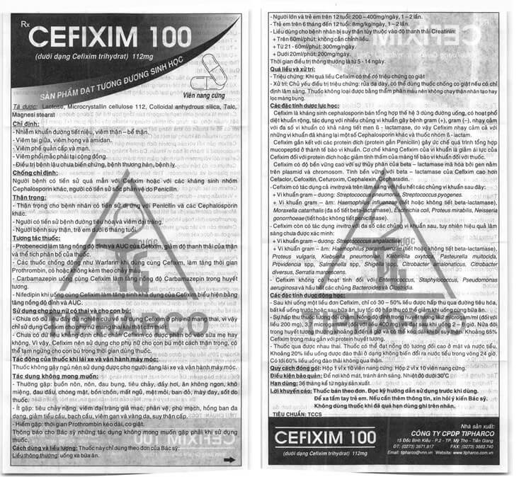 Xem kỹ tờ hướng dẫn sử dụng trong hộp Cefixim 100mg