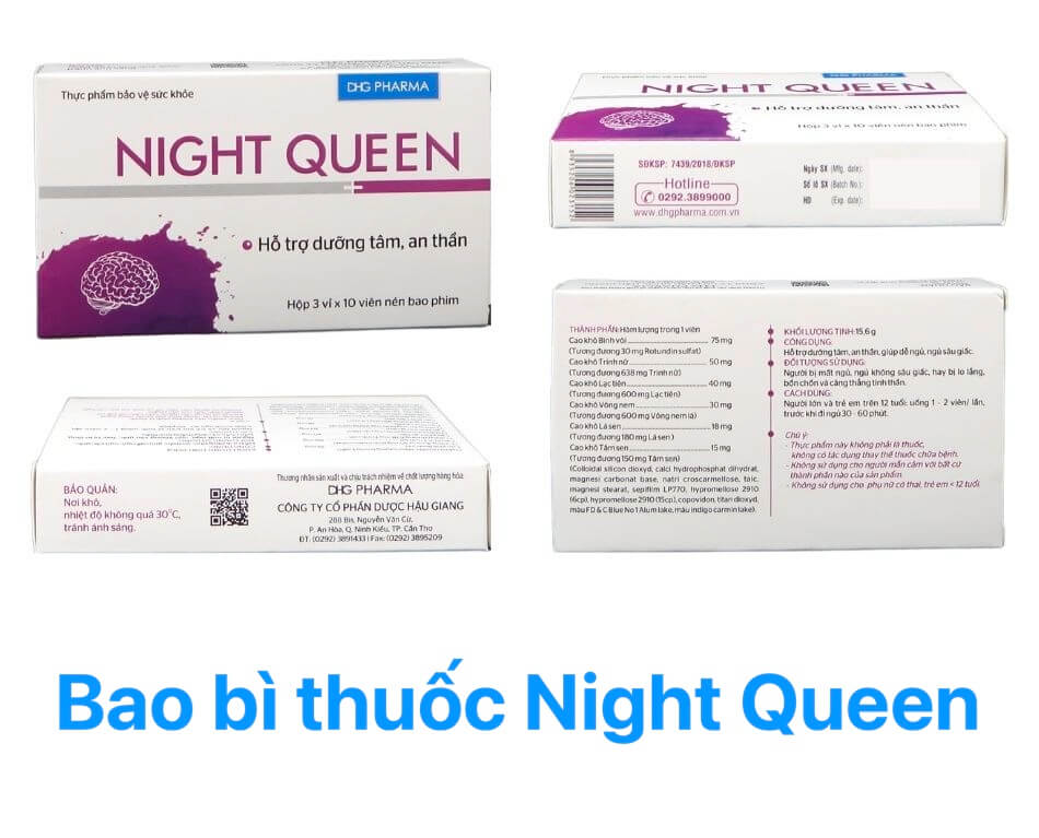 [Night Queen là thuốc gì - có tốt không] Sản phẩm giúp dưỡng tâm an thần, dễ ngủ hộp 30 viên hình 1