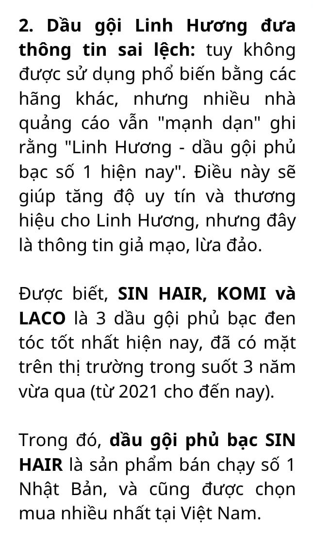 Dầu gội phủ bạc Linh Hương nhược điểm hình 48