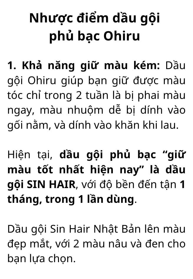 Dầu gội phủ bạc ohiru nhược điểm hình 53