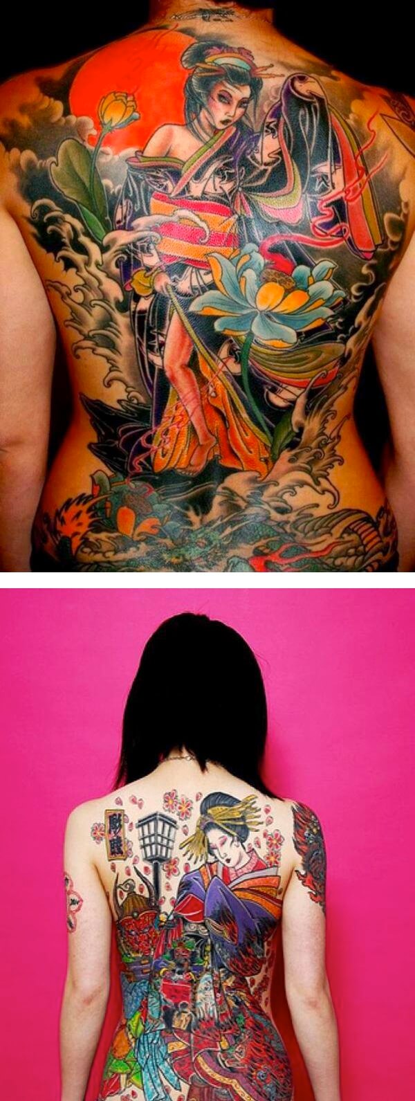 Hình xăm cô gái nhật full lưng, hình xăm Geisha kín lưng, sau lưng cho nam, nữ hình 3