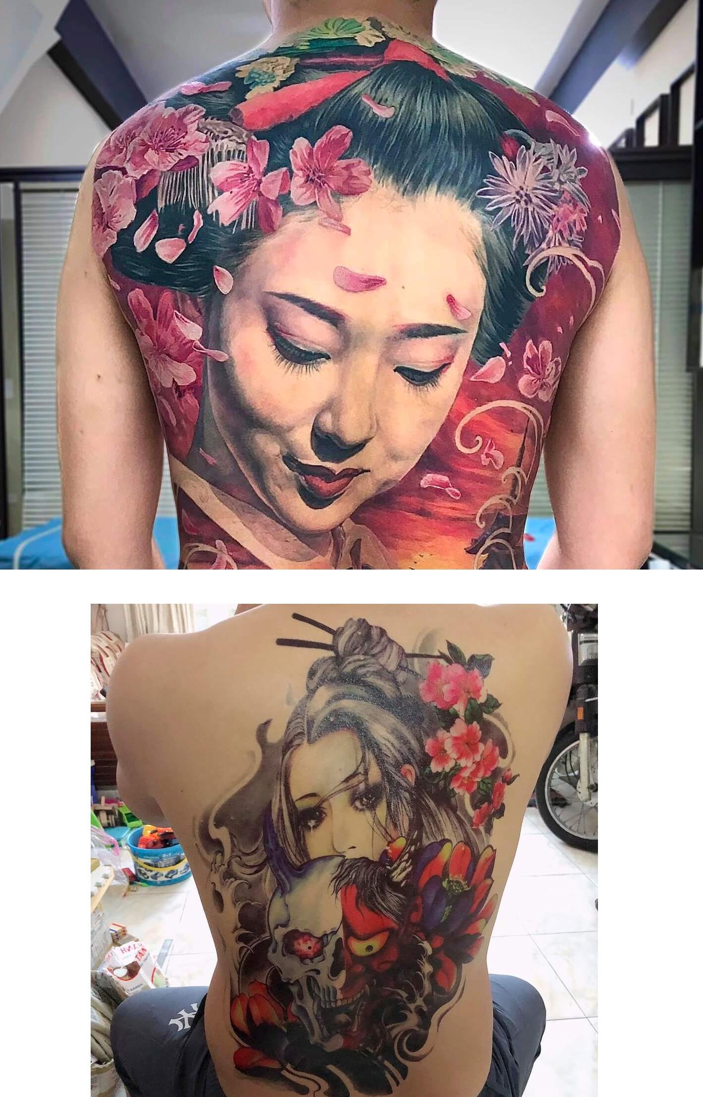 Ý nghĩa hình xăm cô gái Nhật geisha hoa anh đào hình 102
