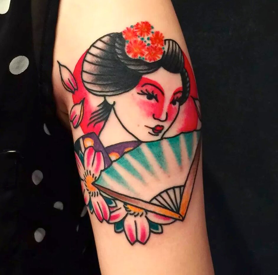 Ý nghĩa hình xăm cô gái Nhật geisha hoa anh đào hình 94