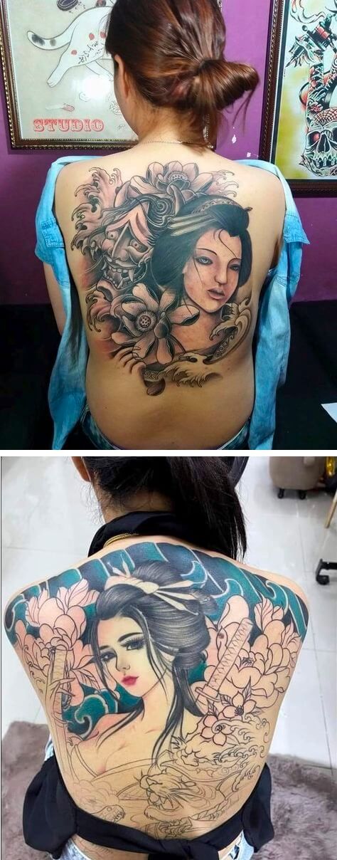 Ý nghĩa hình xăm cô gái Nhật nửa lưng hình xăm geisha nửa lưng hình 61