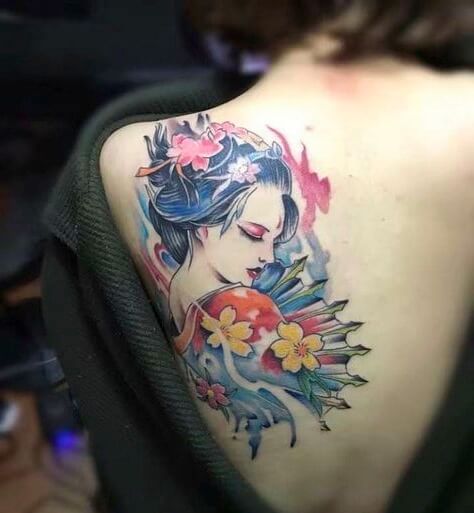 Ý nghĩa hình xăm cô gái Nhật nửa lưng hình xăm geisha nửa lưng hình 55