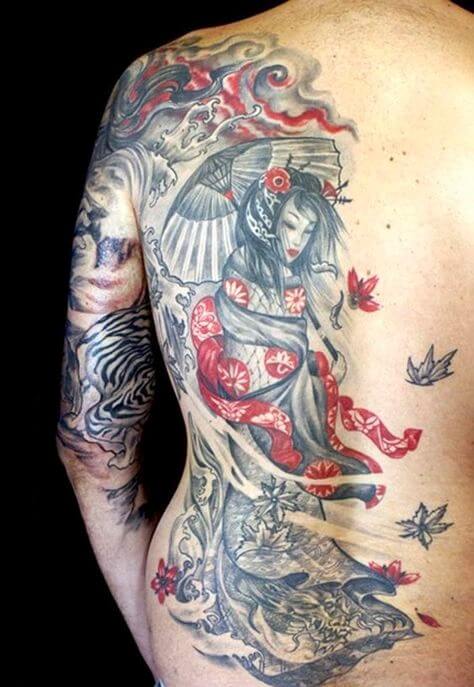 Ý nghĩa hình xăm cô gái Nhật geisha nửa lưng hình 49