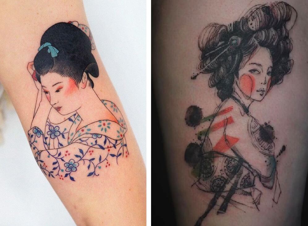 Hình xăm cô gái nhật ở tay hình xăm geisha full tay bắp tay hình 14