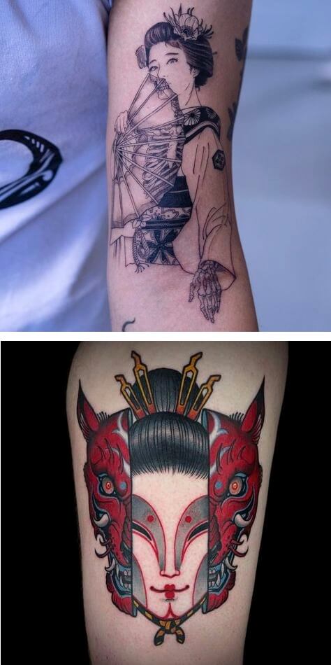 Hình xăm cô gái nhật ở tay hình xăm geisha full tay bắp tay hình 36