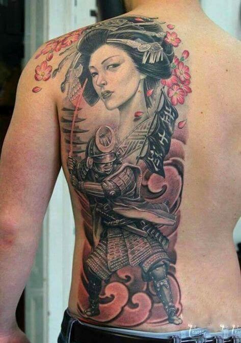 Hình xăm Samurai và cô gái Nhật Bản Geisha ý nghĩa hình 4