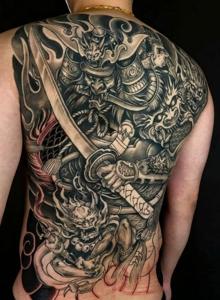 Hình xăm Samurai full kín lưng hình 2