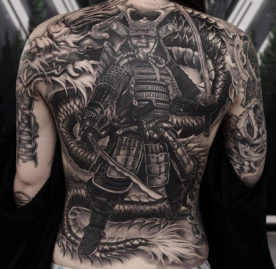Hình xăm Samurai full kín lưng hình 32