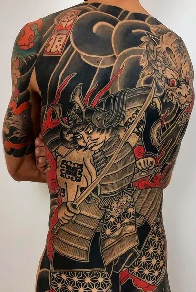Hình xăm Samurai full lưng kín lưng bít lưng hình 56