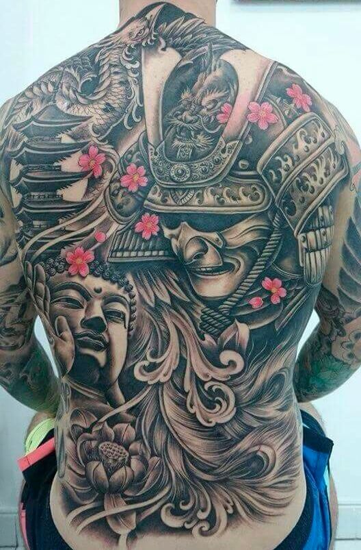 Hình xăm Samurai full lưng kín lưng bít lưng hình 59
