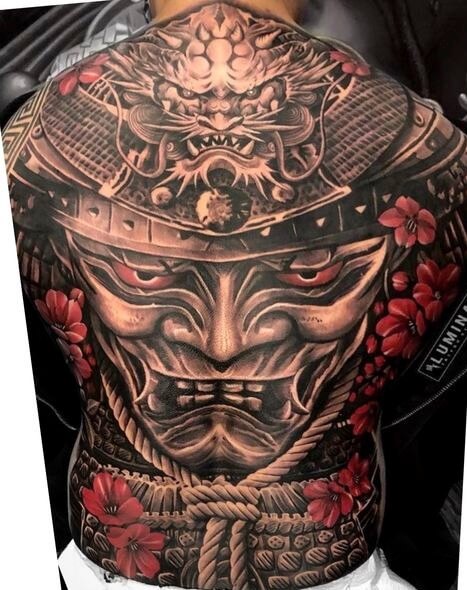 Hình xăm Samurai full lưng kín lưng bít lưng hình 74