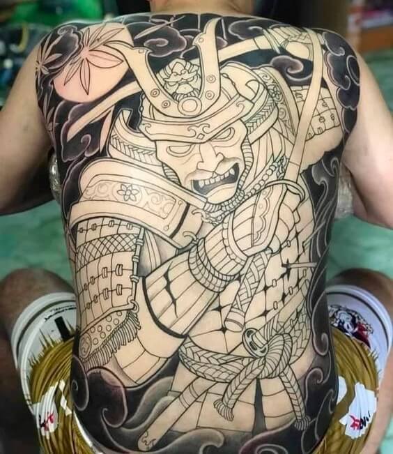 Hình xăm Samurai full lưng kín lưng bít lưng hình 102
