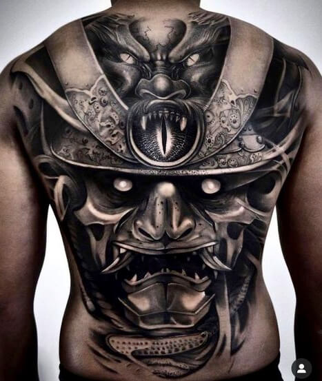 Hình xăm Samurai full lưng kín lưng bít lưng hình 64