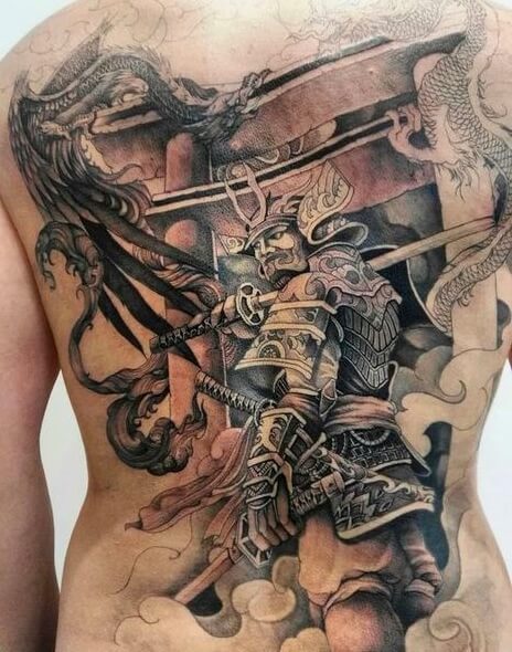 Hình xăm Samurai full lưng kín lưng bít lưng hình 123