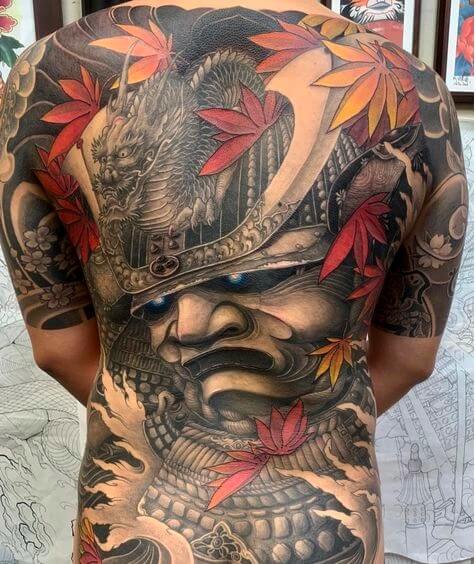 Hình xăm Samurai full lưng kín lưng bít lưng hình 127