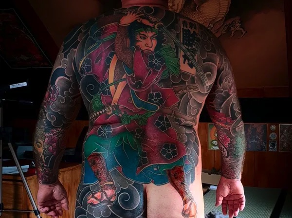Hình xăm Samurai full kín lưng hình 19