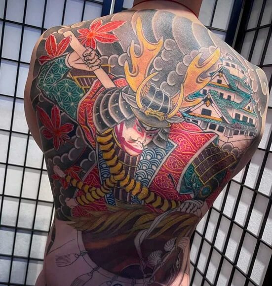 Hình xăm Samurai Nhật cổ full lưng đẹp nhất mẫu 33