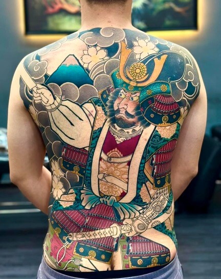 Hình xăm Samurai Nhật cổ full lưng đẹp nhất mẫu 15