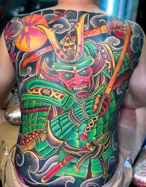 Hình xăm Samurai Nhật cổ full lưng đẹp nhất mẫu 18