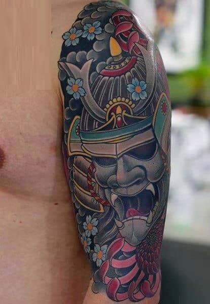 Hình xăm Samurai Nhật cổ bắp tay hình 17