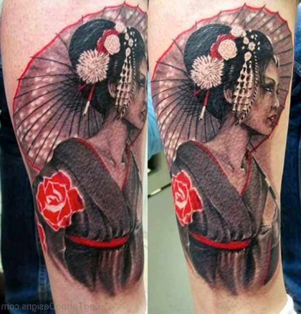 Hình xăm cô gái Nhật Geisha ở chân hình 72