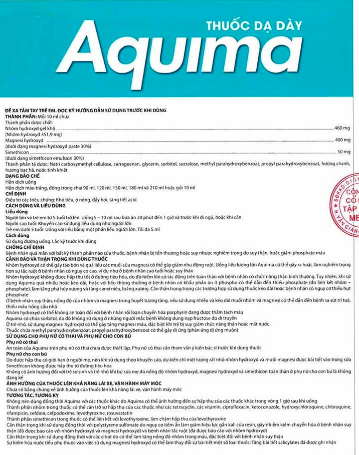 Aquima là thuốc gì, trị bệnh gì, giá bao nhiêu, uống trước hay sau ăn, bà bầu uống được không hình 6