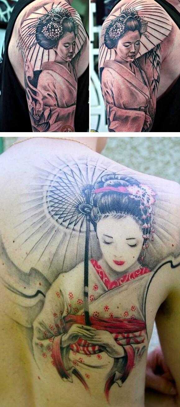 Ý nghĩa mẫu hình xăm cô gái Nhật Geisha đẹp hình 70