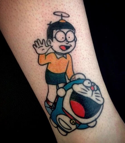 Hình xăm Doraemon và Nobita đẹp mẫu 1