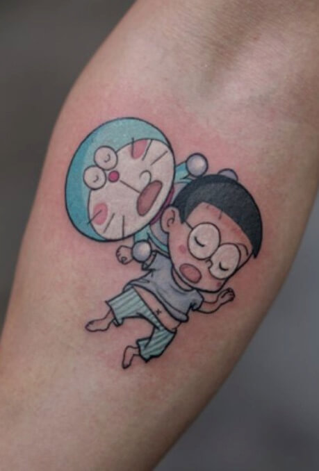 Hình xăm Doraemon và Nobita đẹp mẫu 2