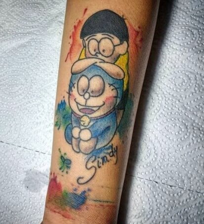 Hình xăm Doraemon và Nobita đẹp mẫu 3