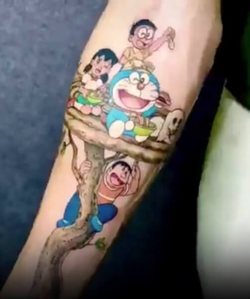 Hình xăm Doraemon và Nobita đẹp mẫu 7
