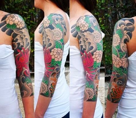 Hình xăm hoa cúc Nhật cổ tay lửng mẫu 18