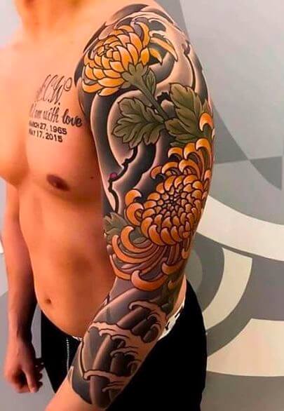 Hình xăm hoa cúc Nhật cổ tay lửng mẫu 5