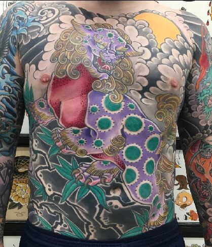 Hình xăm Nhật cổ full kín bụng yakuza ở trước bụng mẫu 78